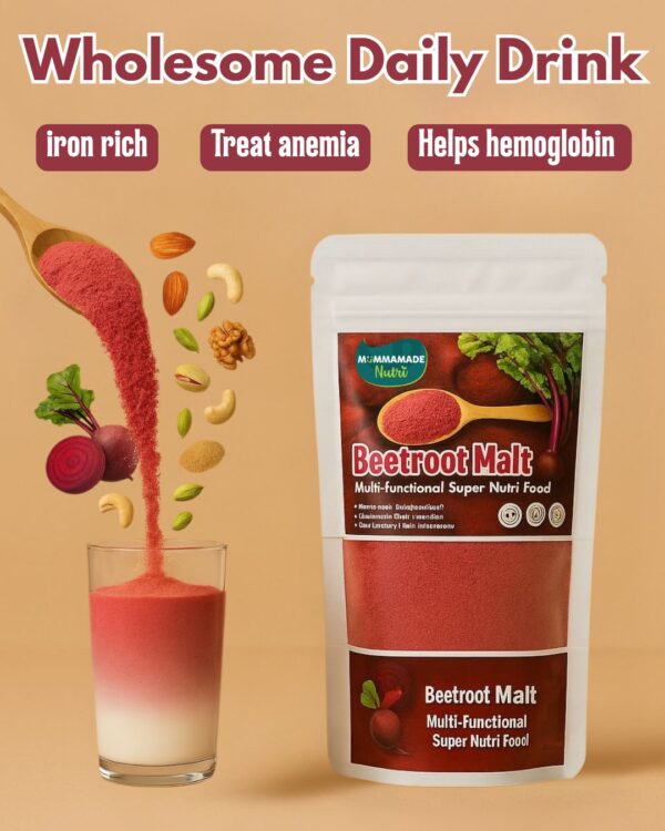 Beetroot Malt Powder for Kids & Family – Iron-Rich Health Drink Mix (No Preservatives)